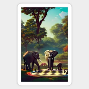 Elephants Playing Chess Sticker